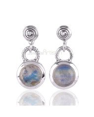 Rainbow Moonstone Earrings Drop Earrings 925 Sterling Silver Earrings