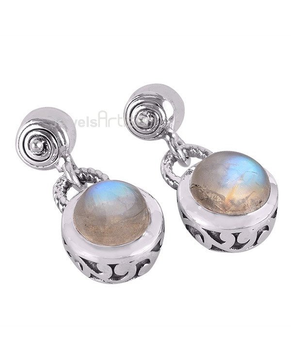 Rainbow Moonstone Earrings Drop Earrings 925 Sterling Silver Earrings