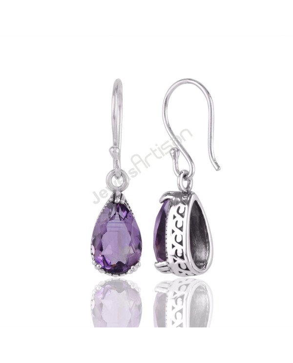 Purple Amethyst Earrings Handcrafted Earrings Sterling Silver Earrings