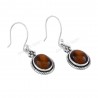 Natural Gemstone Earrings Tiger Eye Earrings Sterling Silver Earrings