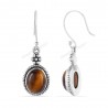 Natural Gemstone Earrings Tiger Eye Earrings Sterling Silver Earrings