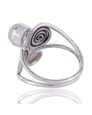 Rainbow Moonstone June Birthstone Gemstone Silver Statement Ring