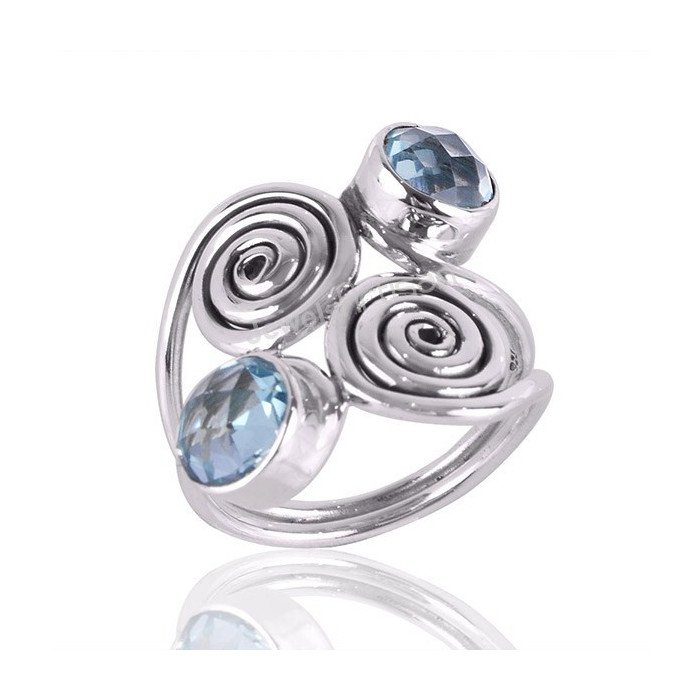 Sky Blue Topaz Gemstone Handcrafted Statement Silver Ring