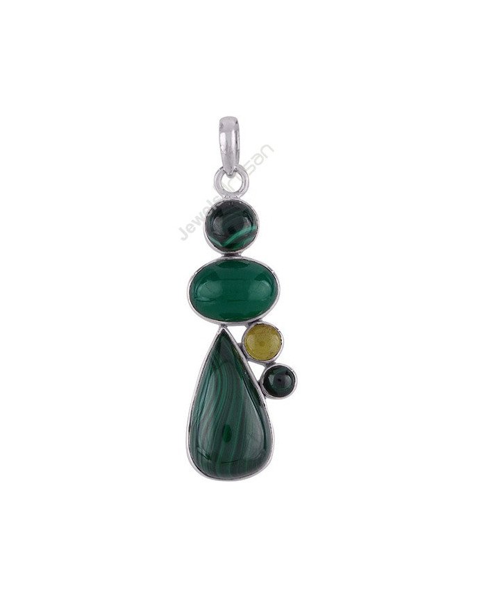 Sterling Silver Malachite Green Onyx Pendant