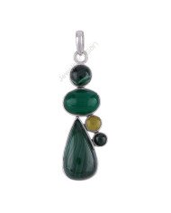 Sterling Silver Malachite Green Onyx Pendant
