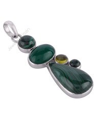 Sterling Silver Malachite Green Onyx Pendant