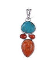 Sponge Coral Pendant Turquoise Pendant 925 Sterling Silver Pendant