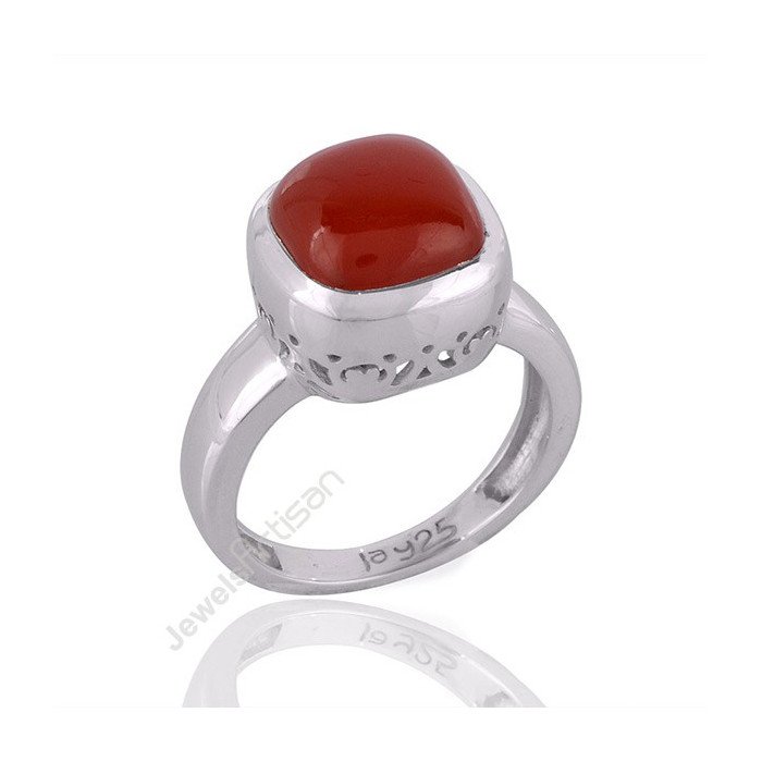 Red Onyx Gemstone Silver Solitaire 925 Sterling Silver Ring