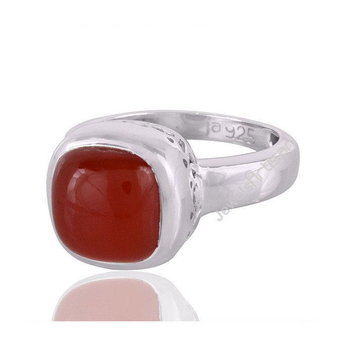Red Onyx Gemstone Silver Solitaire 925 Sterling Silver Ring