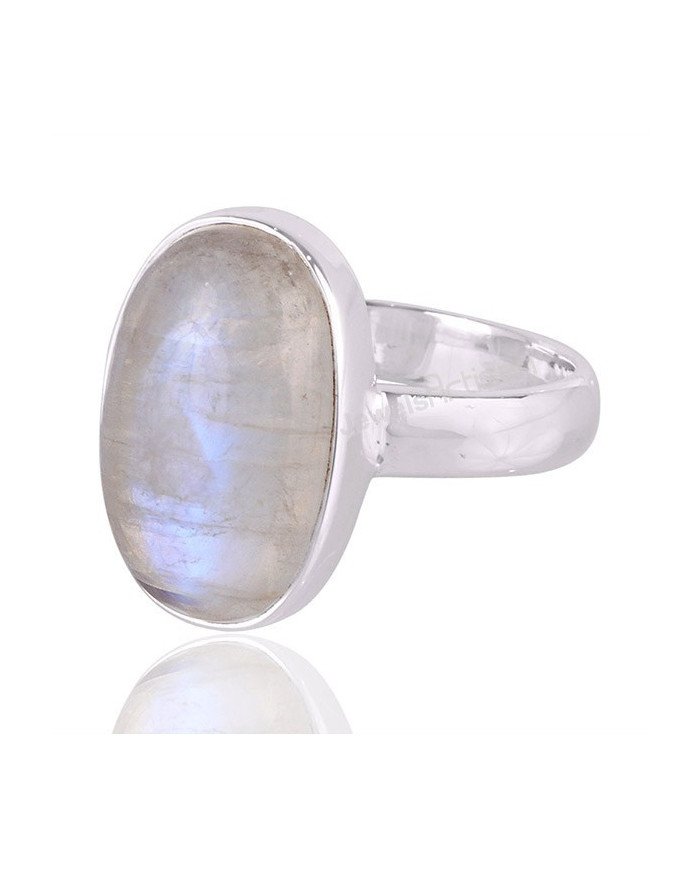 Rainbow Moonstone June Birthstone Gemstone Statement Silver Ring