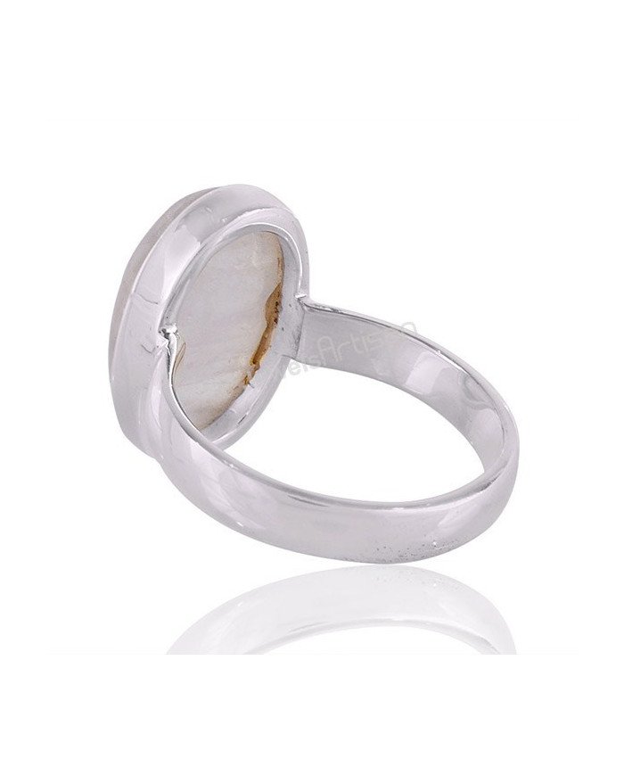 Rainbow Moonstone June Birthstone Gemstone Statement Silver Ring