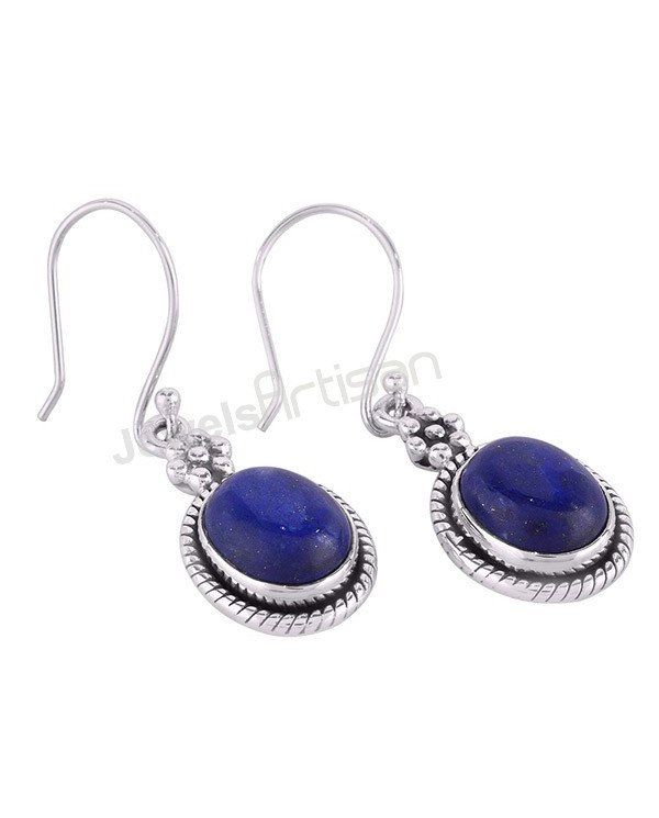 Natural Gemstone Earring Lapis Lazuli Earring Sterling Silver Earring