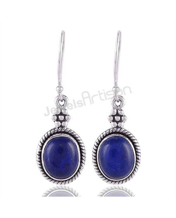 Natural Gemstone Earring Lapis Lazuli Earring Sterling Silver Earring