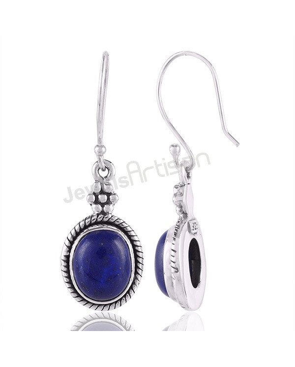 Natural Gemstone Earring Lapis Lazuli Earring Sterling Silver Earring