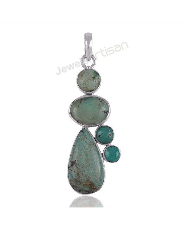 Sterling Silver December Birthstone Tibetan Turquoise Pendant