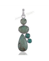 Sterling Silver December Birthstone Tibetan Turquoise Pendant