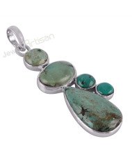 Sterling Silver December Birthstone Tibetan Turquoise Pendant