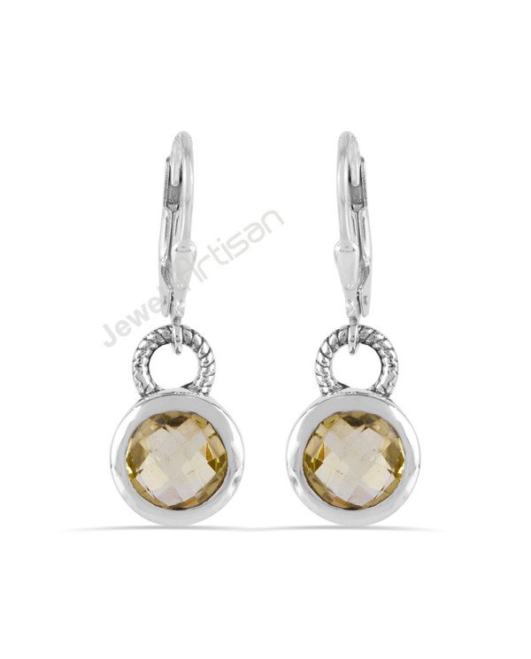 Lemon Quartz Earrings Dangle Drop Earrings 925 Sterling Silver Earrings
