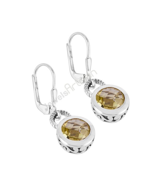 Lemon Quartz Earrings Dangle Drop Earrings 925 Sterling Silver Earrings