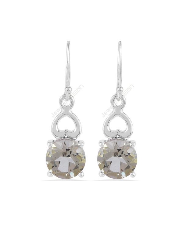 Green Amethyst Earrings 925 Silver Earrings Dangle Drop Earrings