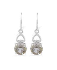 Green Amethyst Earrings 925 Silver Earrings Dangle Drop Earrings