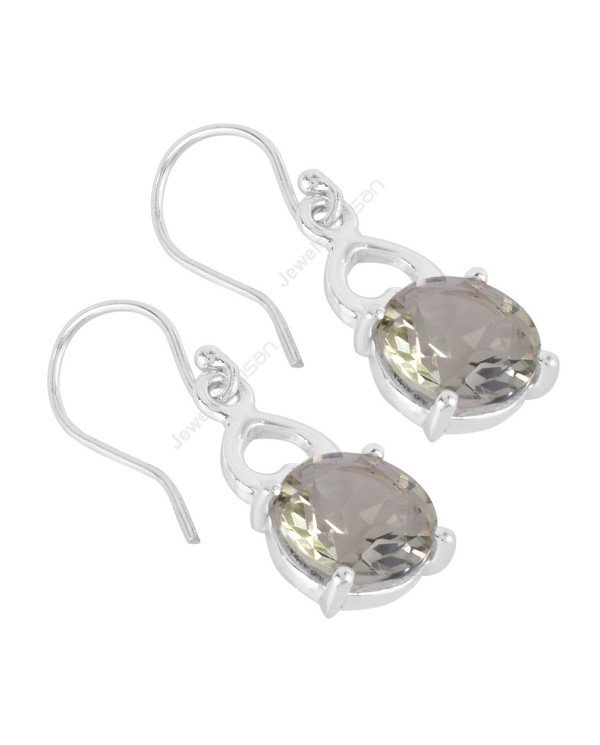 Green Amethyst Earrings 925 Silver Earrings Dangle Drop Earrings