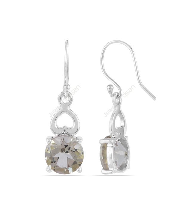 Green Amethyst Earrings 925 Silver Earrings Dangle Drop Earrings