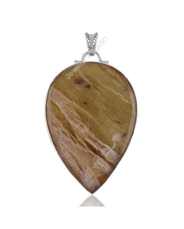 Sterling Silver Green Pietersite Statement Pendant