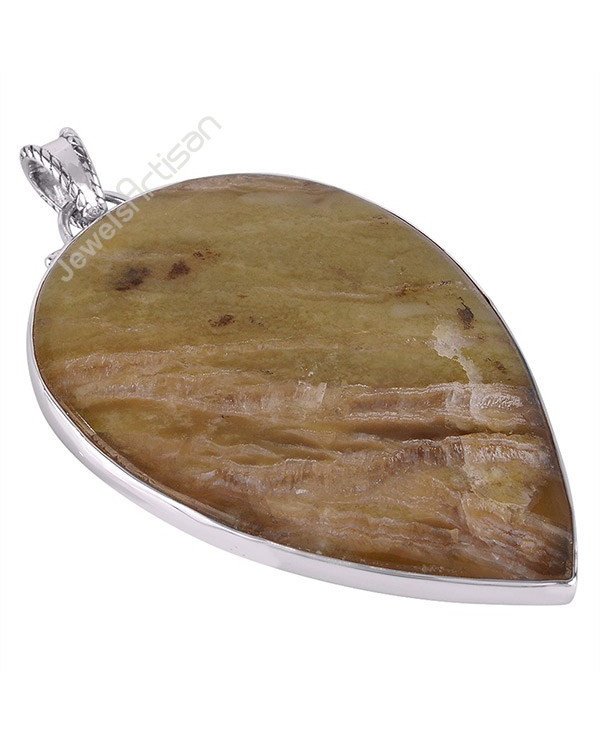 Sterling Silver Green Pietersite Statement Pendant