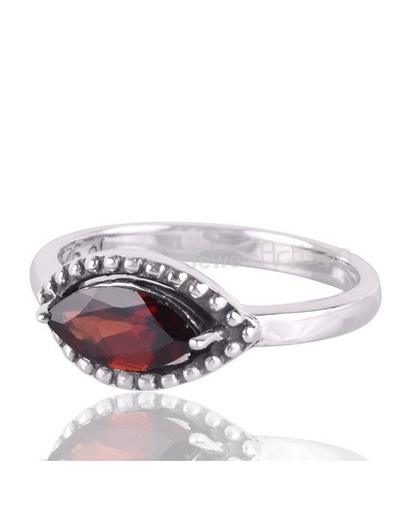 Garnet Gemstone Promise Anniversary Statement Silver Ring