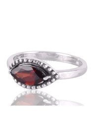 Garnet Gemstone Promise Anniversary Statement Silver Ring