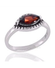 Garnet Gemstone Promise Anniversary Statement Silver Ring