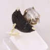 Tektite, Herkimer Diamond Sterling Silver Gold Plated Ring