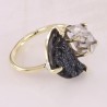 Tektite, Herkimer Diamond Sterling Silver Gold Plated Ring