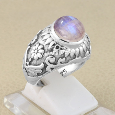 Rainbow Moonstone Gemstone 925 Solid Sterling Silver Designer Ring