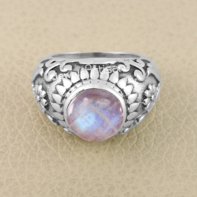 Rainbow Moonstone Gemstone 925 Solid Sterling Silver Designer Ring