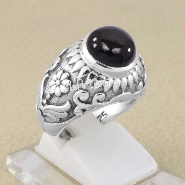 Sterling Silver Men Snake Ouroboros Ring with Blue Tigers Eye Gemstone »  Anitolia