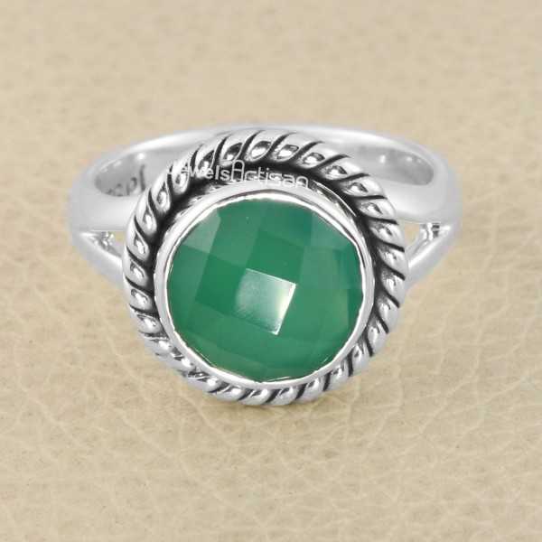 Green Onyx Gemstone Ring 925 Solid Sterling Silver Handmade Ring