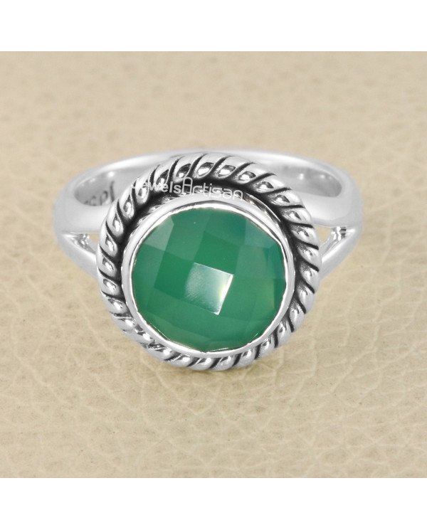 Green Onyx Gemstone Ring 925 Solid Sterling Silver Handmade Ring