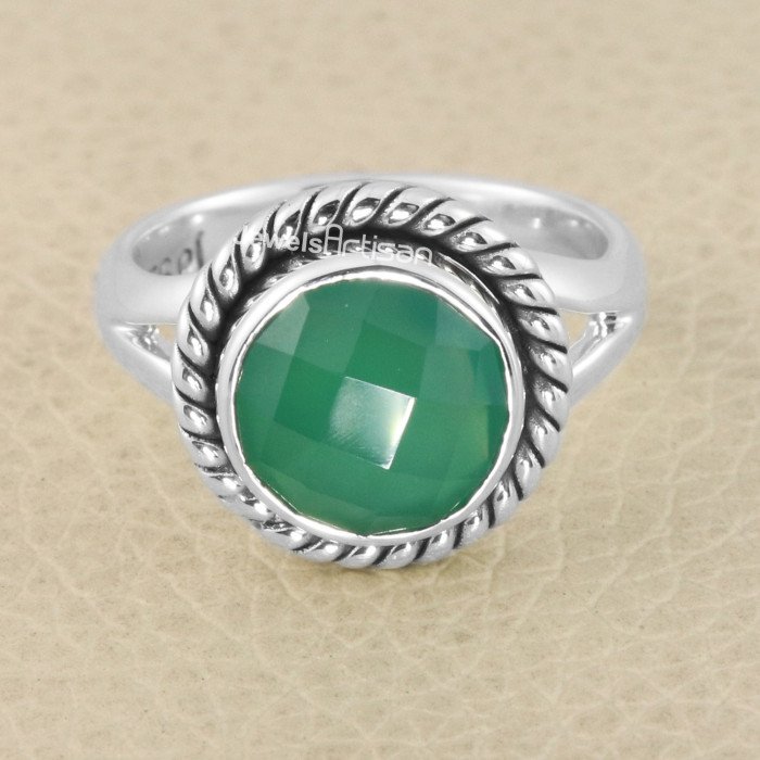 Green Onyx Gemstone Ring 925 Solid Sterling Silver Handmade Ring