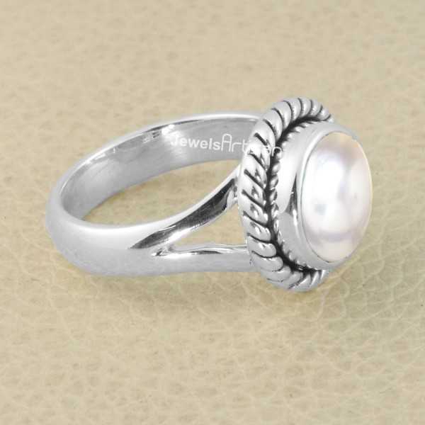 South Sea Pearl Gemstone Ring 925 Sterling Silver Solitaire Ring