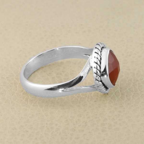 Red Onyx Gemstone Ring 925 Sterling Silver Classic Solitaire Ring