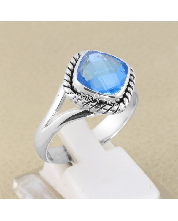 Blue Quartz 925 Sterling Silver Ring Handcrafted Silver Ring