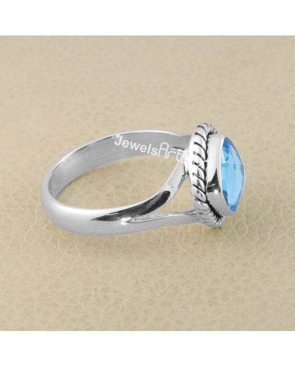 Blue Quartz 925 Sterling Silver Ring Handcrafted Silver Ring