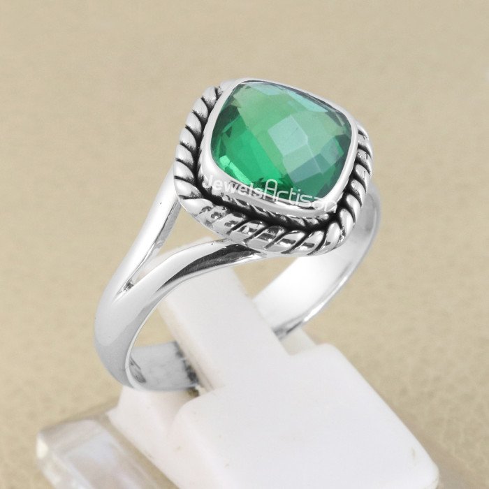 Green Quartz 925 Sterling Silver Handmade Ring