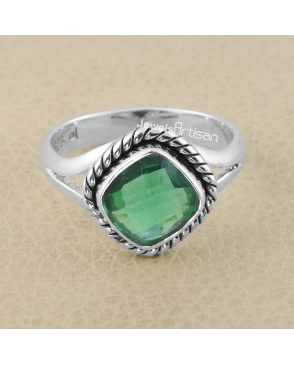 Green Quartz 925 Sterling Silver Handmade Ring