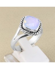 925 Sterling Silver Opal Aura Quartz Ring