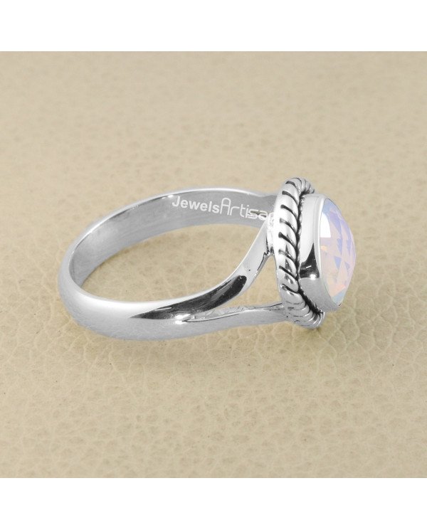 925 Sterling Silver Opal Aura Quartz Ring