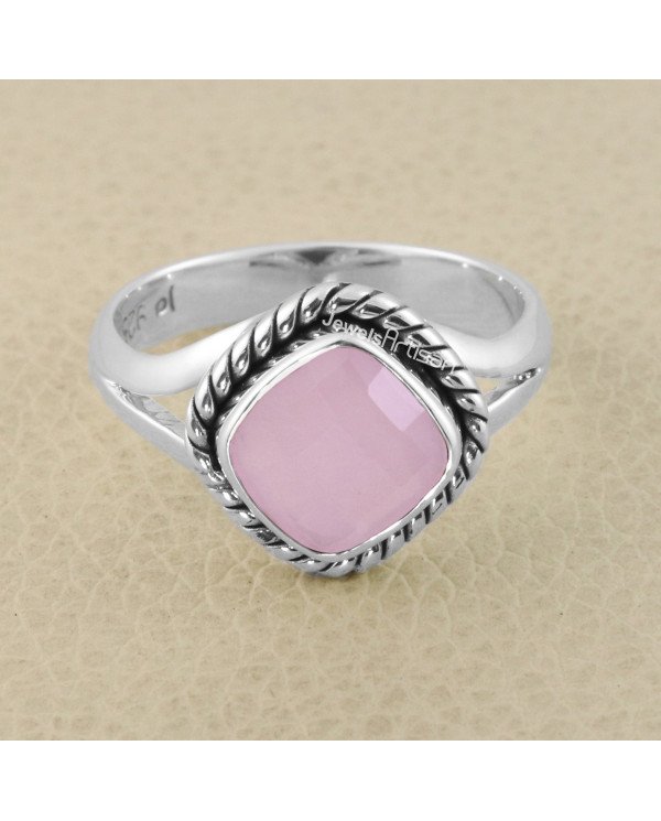 Rose Quartz 925 Sterling Silver Ring Handcrafted Ring