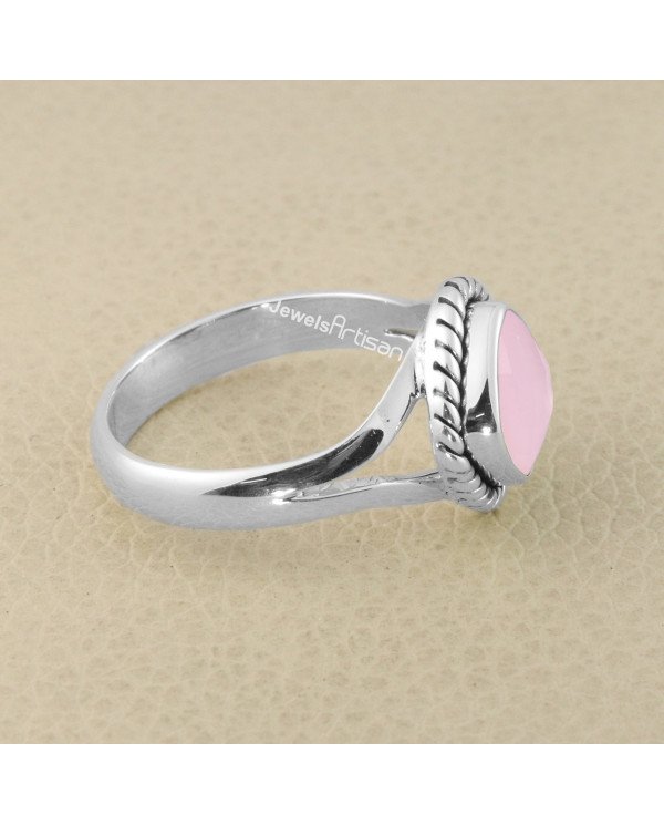Rose Quartz 925 Sterling Silver Ring Handcrafted Ring